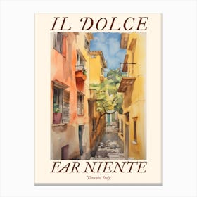 Il Dolce Far Niente Taranto, Italy Watercolour Streets 3 Poster Canvas Print