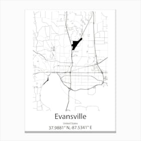 Evansville,United States Minimalist Map Canvas Print