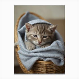 Kitten In A Basket 2 Canvas Print