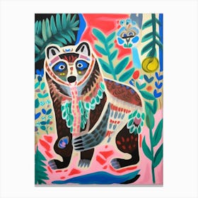Maximalist Animal Painting Raccoon 5 Canvas Print