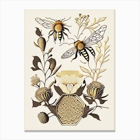 Forager Bees 1 William Morris Style Canvas Print