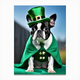 St Patrick'S Day Boston Terrier 3 Canvas Print