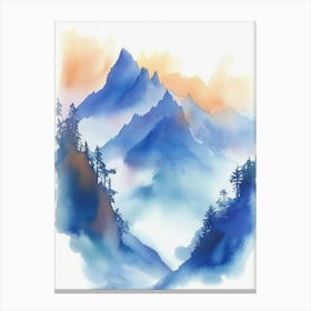 Watercolor Of Mountains Canvas Print