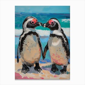 African Penguin Paradise Harbor Oil Painting 2 Canvas Print