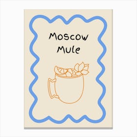 Moscow Mule Doodle Poster Blue & Orange Canvas Print