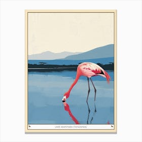 Greater Flamingo Lake Manyara Tanzania Tropical Illustration 4 Poster Canvas Print