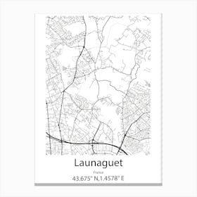 Launaguet,France Minimalist Map Canvas Print