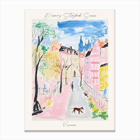 Poster Of Vienna, Dreamy Storybook Illustration 2 Canvas Print