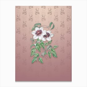 Vintage Siebald's Clematis Botanical on Dusty Pink Pattern n.2317 Canvas Print