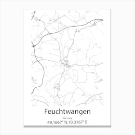 Feuchtwangen,Germany Minimalist Map Canvas Print