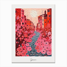 Poster Of Genoa, Italy, Illustration In The Style Of Pop Art 1 Canvas Print