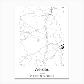 Werdau,Germany Minimalist Map Canvas Print