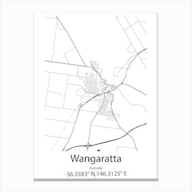 Wangaratta,Australia Minimalist Map Canvas Print