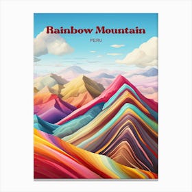 Rainbow Mountain Peru Art Illustration Canvas Print