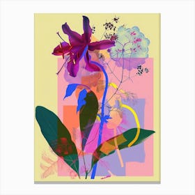 Baby S Breath 1 Neon Flower Collage Canvas Print