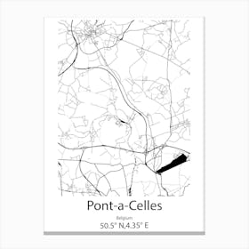 Pont A Celles,Belgium Minimalist Map Canvas Print