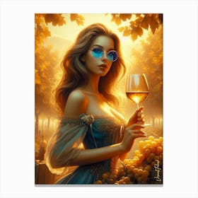 Golden Wine At Sunset Vineyard 4 Canvas Print