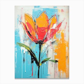 Floral Mosaic: Urban Artistry in Basquiat Style Canvas Print