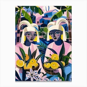 Two Women With Baskets Of Fruit Canvas Print