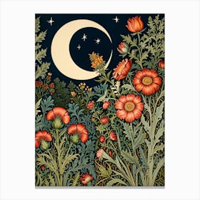 William Morris Moon And Flowers 2 Canvas Print