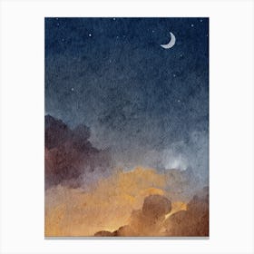 Night Sky Watercolor Painting Canvas Print
