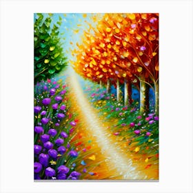 Autumn Trees And Flowers Canvas Print