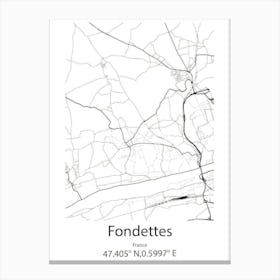 Fondettes,France Minimalist Map Canvas Print