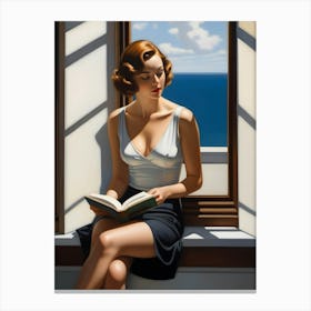Woman Reading A Book 3 Canvas Print
