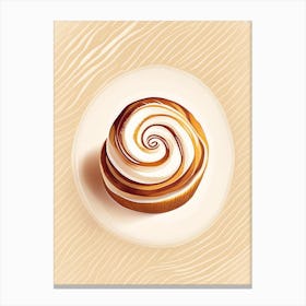 Cinnamon Roll Dessert Retro Minimal 1 Flower Canvas Print