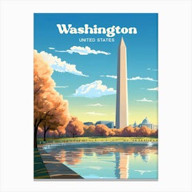 Washington United States Tower Modern Travel Illustration Canvas Print