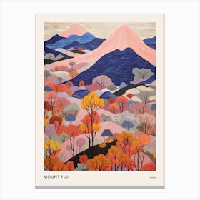 Mount Fuji Japan 4 Colourful Mountain Illustration Poster Canvas Print