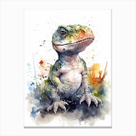 Baby T Rex Dinosaur Watercolour Nursery 1 Canvas Print