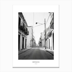 Poster Of Brindisi, Italy, Black And White Photo 1 Canvas Print