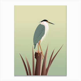Minimalist Green Heron 3 Illustration Canvas Print