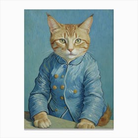 Cat By Van Gogh Style Canvas Print