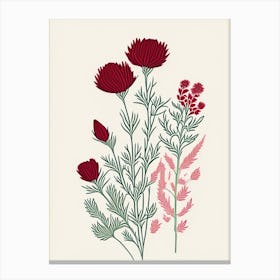 Red Clover Herb William Morris Inspired Line Drawing 3 Canvas Print