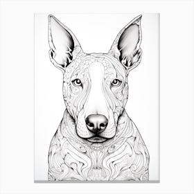 Boston Terrier Dog, Line Drawing 5 Canvas Print