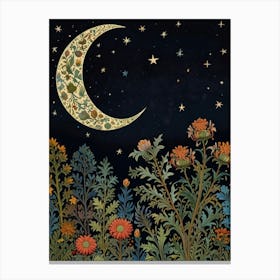 Moon Night Style William Morris 3 Canvas Print