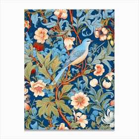 Wallpaper Pattern With Bird And Flowers Canvas Print