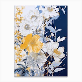 Yellow And Blue Flowers Canvas Print