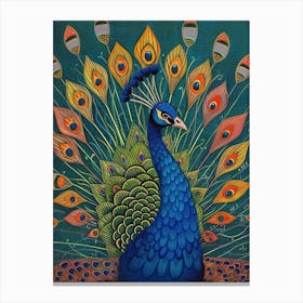 Bright Peacock Portrait 2 Canvas Print