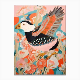 Maximalist Bird Painting Puffin Canvas Print
