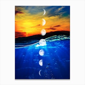 Moon Phases In The Water - Moon phases poster Canvas Print