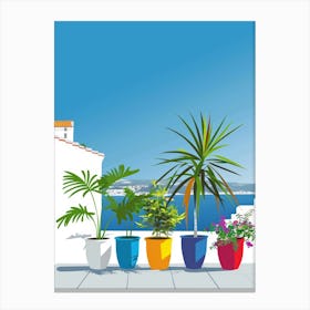 Potted Plants On The Balcony Canvas Print