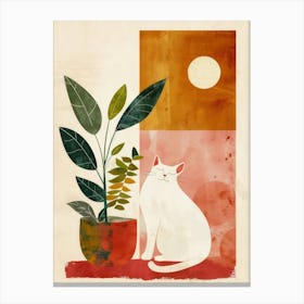 Cat And Plant Canvas Print