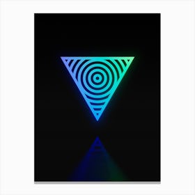 Neon Blue and Green Abstract Geometric Glyph on Black n.0045 Canvas Print
