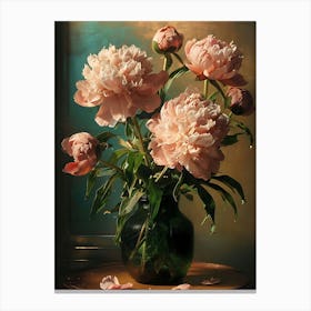 Peonies In A Vase 1 Canvas Print