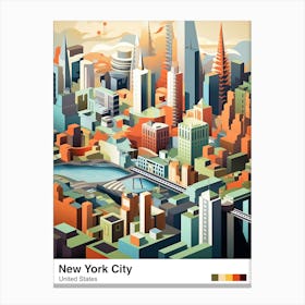 New York City View   Geometric Vector Illustration 2 Poster Canvas Print