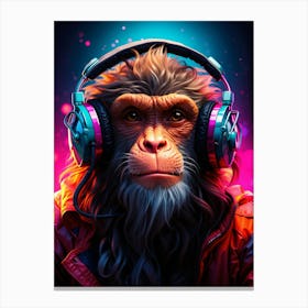 Monkey With Headphones Canvas Print