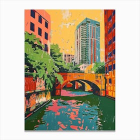 Red River Cultural District Austin Texas Colourful Blockprint 4 Canvas Print